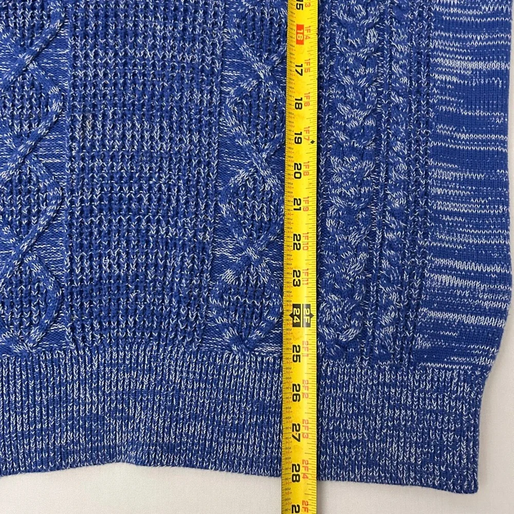 Banana Republic Sweater Mens Large Blue White Marl Cable Knit Crew Neck Pullover
